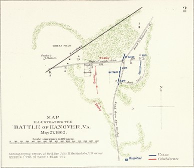 Map hand drawn Battle of Slash Church 1862